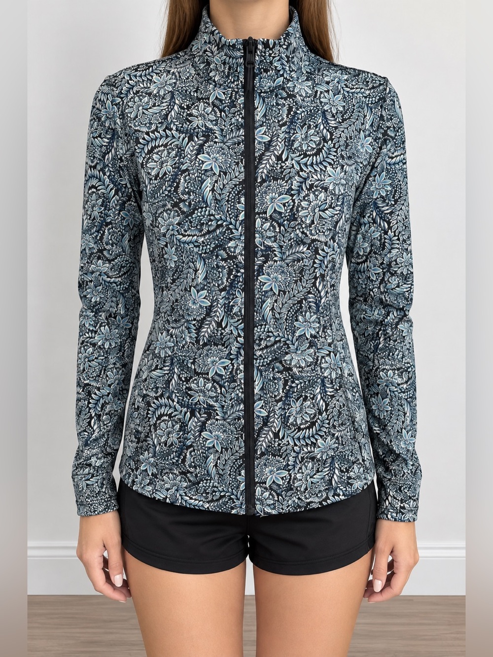 TOMMY BAHAMA Women’s Floral Print Full Zip Mock Neck Active Jacket size small